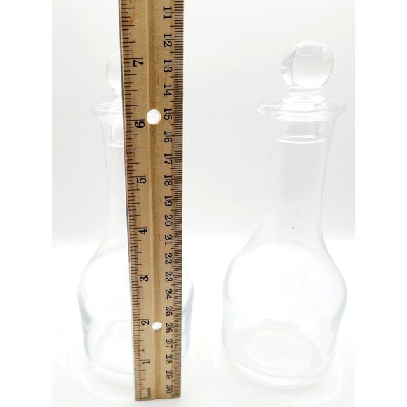 Set Of 2 Clear Glass Decanters Oil & Vinegar Cruets With Stopper And Pour Spout - Picture 9 of 9